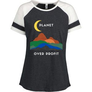 Planet Over Profit Ap Earth Original Gift Enza Ladies Jersey Colorblock Tee