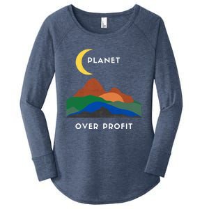 Planet Over Profit Ap Earth Original Gift Women's Perfect Tri Tunic Long Sleeve Shirt