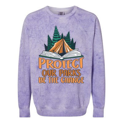 Protect Our Parks Be The Change Nature Book Environt Funny Gift Colorblast Crewneck Sweatshirt