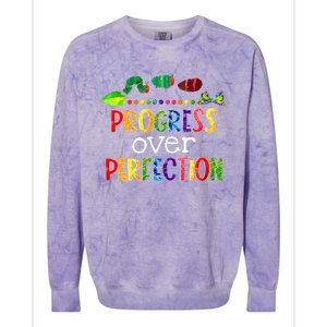 Progress Over Perfection Motivational Teacher Back To School Colorblast Crewneck Sweatshirt