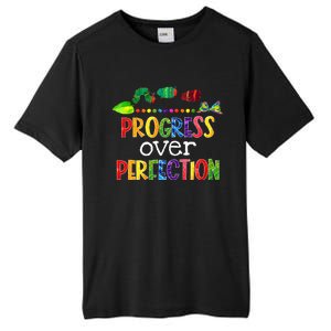 Progress Over Perfection Motivational Teacher Back To School Tall Fusion ChromaSoft Performance T-Shirt