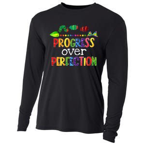 Progress Over Perfection Motivational Teacher Back To School Cooling Performance Long Sleeve Crew