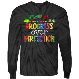 Progress Over Perfection Motivational Teacher Back To School Tie-Dye Long Sleeve Shirt