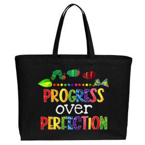 Progress Over Perfection Motivational Teacher Back To School Cotton Canvas Jumbo Tote