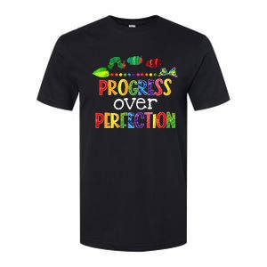 Progress Over Perfection Motivational Teacher Back To School Softstyle CVC T-Shirt