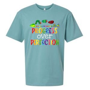 Progress Over Perfection Motivational Teacher Back To School Sueded Cloud Jersey T-Shirt