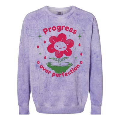 Progress Over Perfection Flower Colorblast Crewneck Sweatshirt