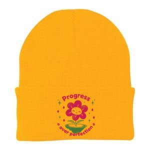 Progress Over Perfection Flower Knit Cap Winter Beanie