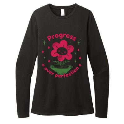 Progress Over Perfection Flower Womens CVC Long Sleeve Shirt