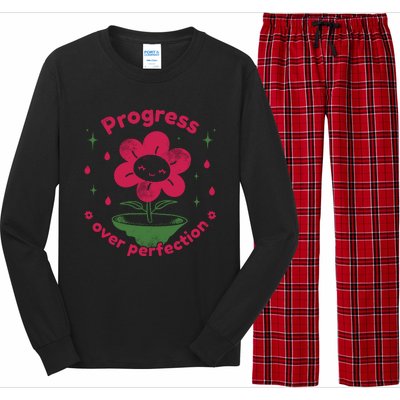 Progress Over Perfection Flower Long Sleeve Pajama Set