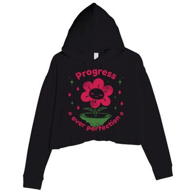 Progress Over Perfection Flower Crop Fleece Hoodie