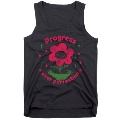 Progress Over Perfection Flower Tank Top