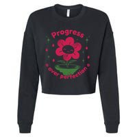 Progress Over Perfection Flower Cropped Pullover Crew
