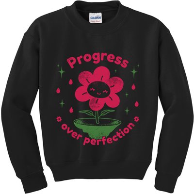 Progress Over Perfection Flower Kids Sweatshirt
