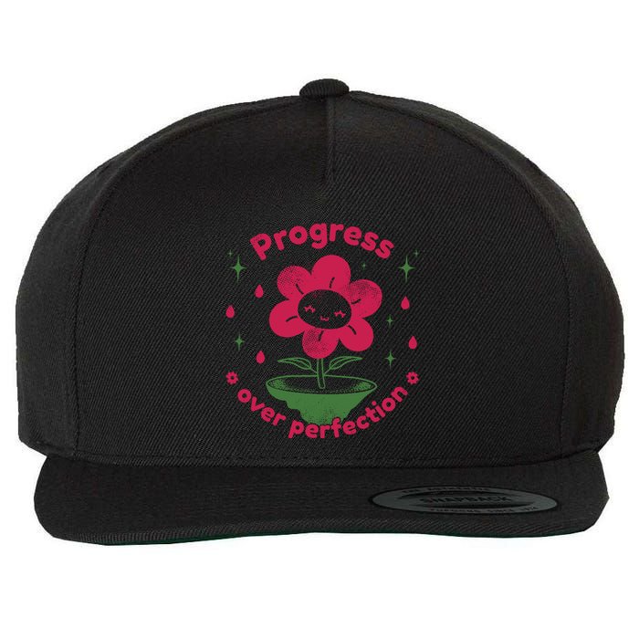Progress Over Perfection Flower Wool Snapback Cap