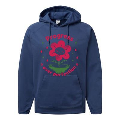 Progress Over Perfection Flower Performance Fleece Hoodie