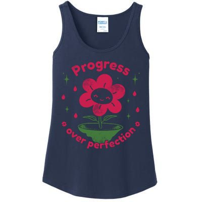 Progress Over Perfection Flower Ladies Essential Tank