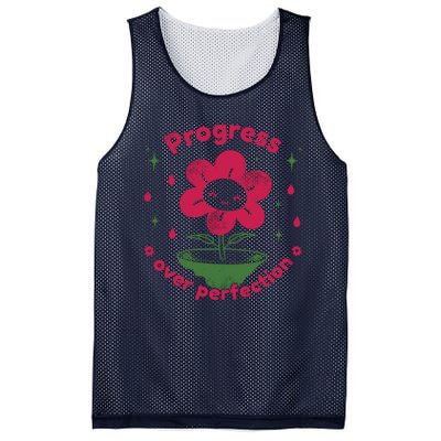 Progress Over Perfection Flower Mesh Reversible Basketball Jersey Tank