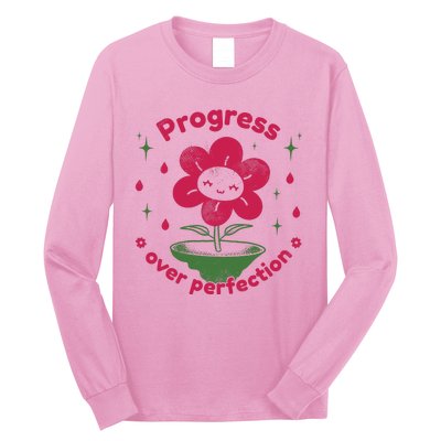 Progress Over Perfection Flower Long Sleeve Shirt