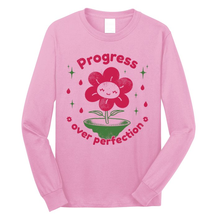 Progress Over Perfection Flower Long Sleeve Shirt