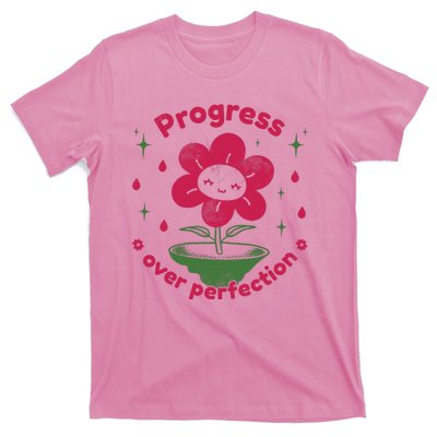 Progress Over Perfection Flower T-Shirt