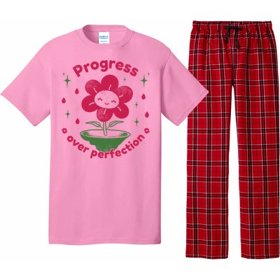 Progress Over Perfection Flower Pajama Set