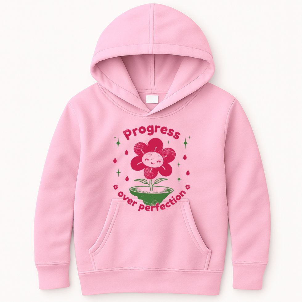 Progress Over Perfection Flower Kids Hoodie