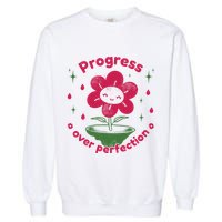 Progress Over Perfection Flower Garment-Dyed Sweatshirt