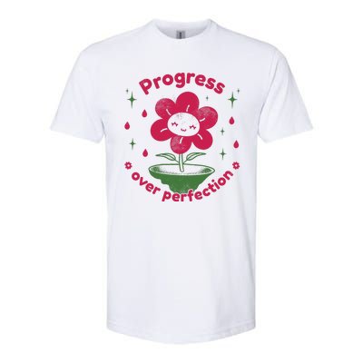 Progress Over Perfection Flower Softstyle CVC T-Shirt