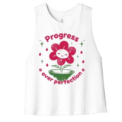 Progress Over Perfection Flower Women's Racerback Cropped Tank