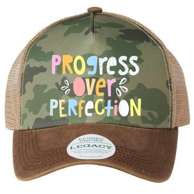 Progress Over Perfection Motivational Teacher Back To School Legacy Tie Dye Trucker Hat