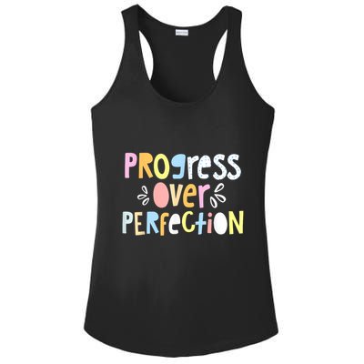 Progress Over Perfection Motivational Teacher Back To School Ladies PosiCharge Competitor Racerback Tank