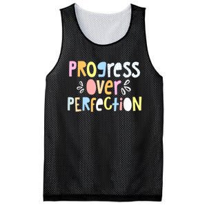 Progress Over Perfection Motivational Teacher Back To School Mesh Reversible Basketball Jersey Tank