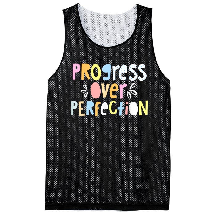 Progress Over Perfection Motivational Teacher Back To School Mesh Reversible Basketball Jersey Tank