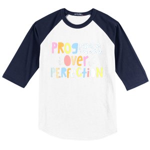 Progress Over Perfection Motivational Teacher Back To School Baseball Sleeve Shirt