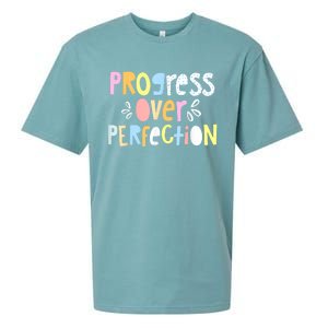 Progress Over Perfection Motivational Teacher Back To School Sueded Cloud Jersey T-Shirt