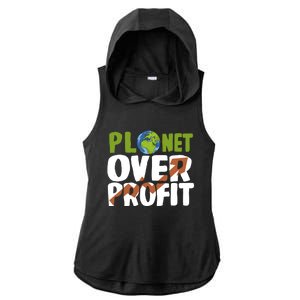 Planet Over Profit Climate Activist Change Sustainable Meaningful Gift Ladies PosiCharge Tri-Blend Wicking Draft Hoodie Tank