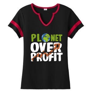 Planet Over Profit Climate Activist Change Sustainable Meaningful Gift Ladies Halftime Notch Neck Tee