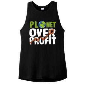 Planet Over Profit Climate Activist Change Sustainable Meaningful Gift Ladies PosiCharge Tri-Blend Wicking Tank