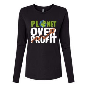 Planet Over Profit Climate Activist Change Sustainable Meaningful Gift Womens Cotton Relaxed Long Sleeve T-Shirt