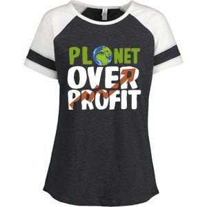 Planet Over Profit Climate Activist Change Sustainable Meaningful Gift Enza Ladies Jersey Colorblock Tee