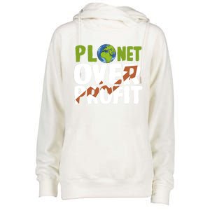 Planet Over Profit Climate Activist Change Sustainable Meaningful Gift Womens Funnel Neck Pullover Hood