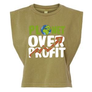 Planet Over Profit Climate Activist Change Sustainable Meaningful Gift Garment-Dyed Women's Muscle Tee