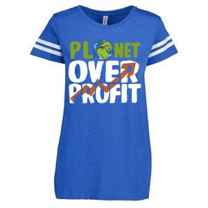 Planet Over Profit Climate Activist Change Sustainable Meaningful Gift Enza Ladies Jersey Football T-Shirt