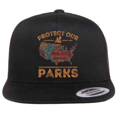 Protect Our Parks National Park Map Hiking Usa Gift Flatbill Hat