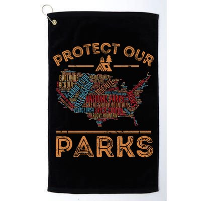 Protect Our Parks National Park Map Hiking Usa Gift Golf Towel