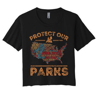 Protect Our Parks National Park Map Hiking Usa Gift Crop Top