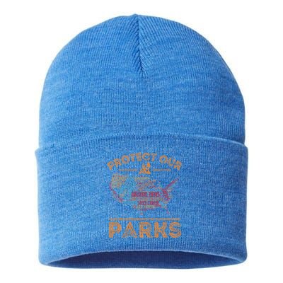 Protect Our Parks National Park Map Hiking Usa Gift Sustainable Knit Beanie