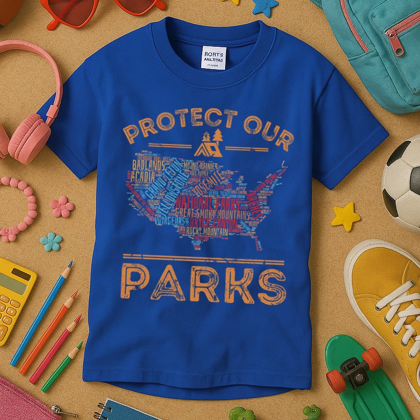 Protect Our Parks National Park Map Hiking Usa Gift Kids T-Shirt