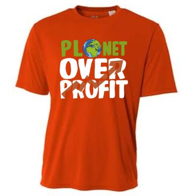 Planet Over Profit Climate Activist Change Sustainable Great Gift Cooling Performance Crew T-Shirt